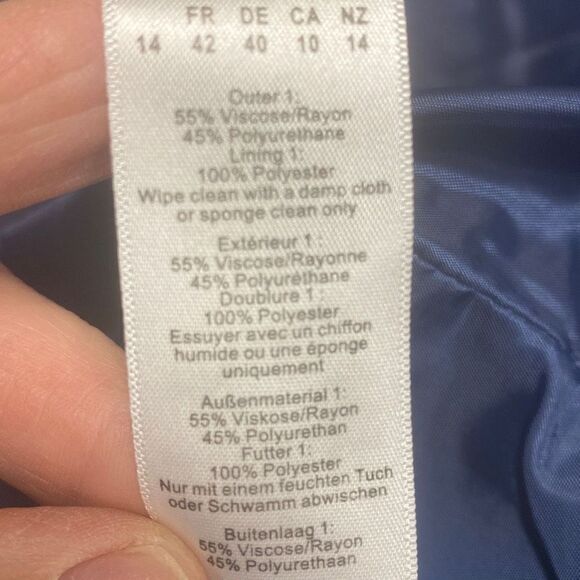 Pretty Little Thing Blue Faux Leather Drop Shoulder Oversized Dad Blazer Size 10 - Picture 8 of 8